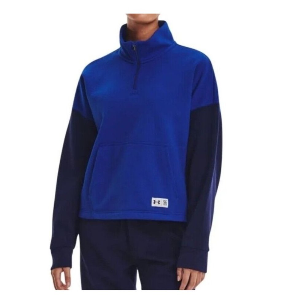 NWT Under Armour Womens Fleece Playback Pullover 1/4 Zip Size XL Blue $60 RR26